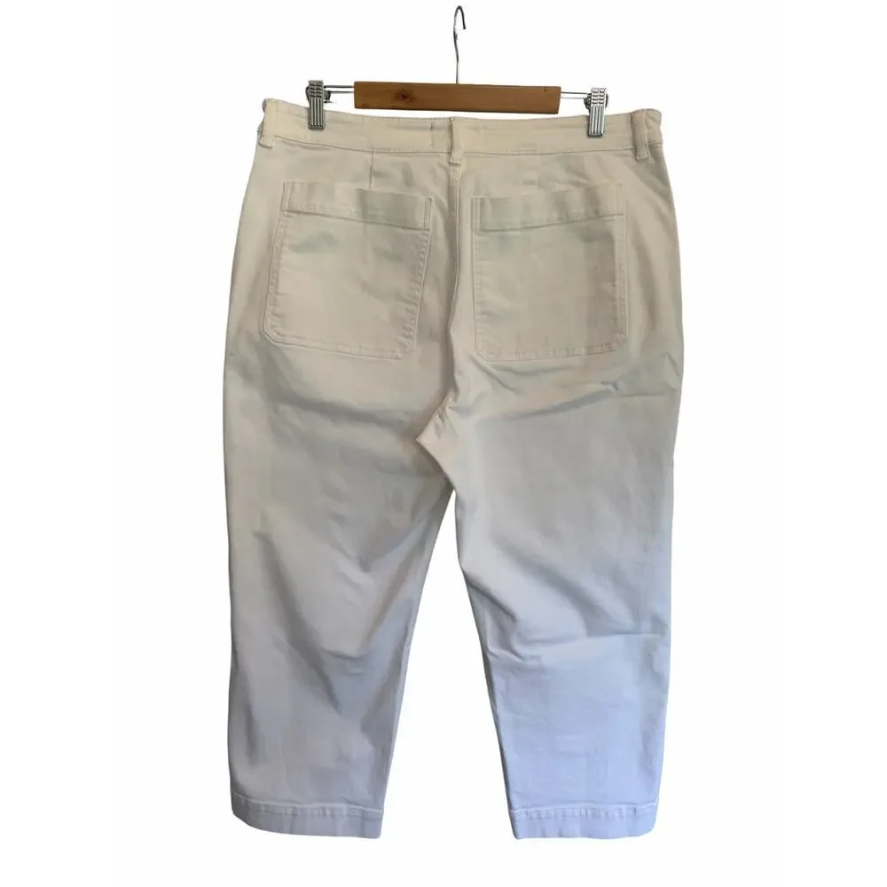 Everlane Women’s Size 16 White High Rise Straight Leg Crop Pants Cotton Stretch